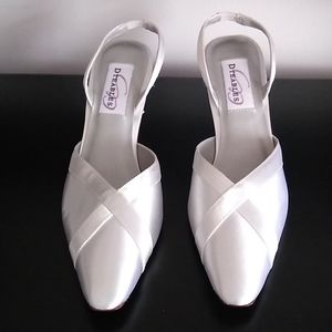 Dyeables Regal White Satin Slingback Heels…